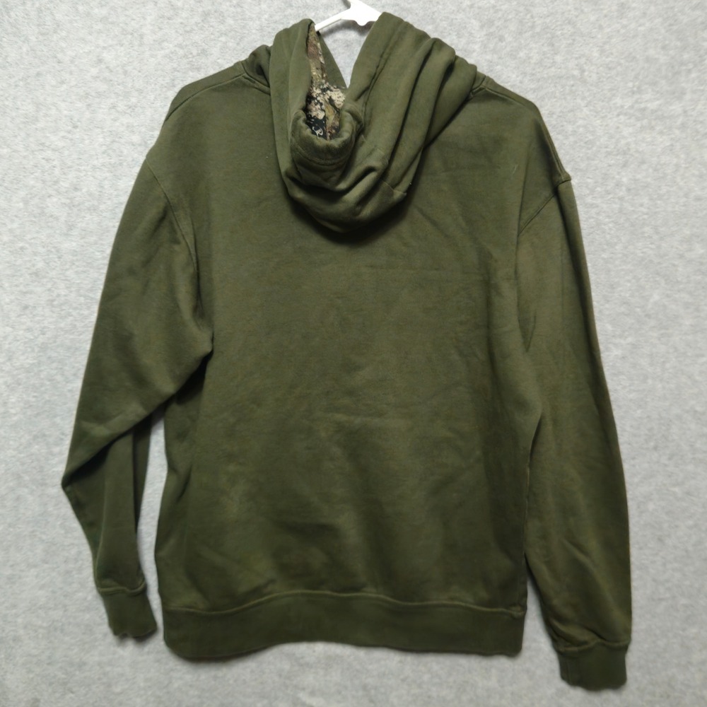 Bass Pro Shops Mens Medium Olive Green Camo Logo Pullover Hoodie Drawstring - Picture 2 of 8